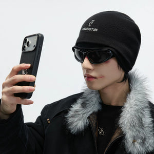 Interior view showing the warm fleece lining of the streetwear beanie