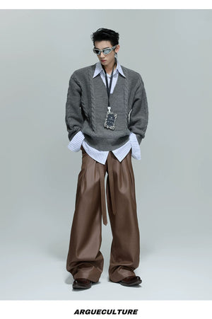 desc::faux-two-piece-cable-knit-polo-sweater-oversized-streetwear-detail-img-2