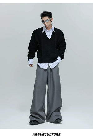 desc::faux-two-piece-cable-knit-polo-sweater-oversized-streetwear-detail-img-4