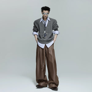 Back view of the loose fit streetwear knit top showing the drape