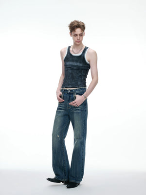 Fitted Graphic Layered Tank Top in Ribbed Stretch Knit - main image 4