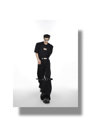 desc::flared-strapped-twill-trousers-punk-streetwear-pants-detail-img-2