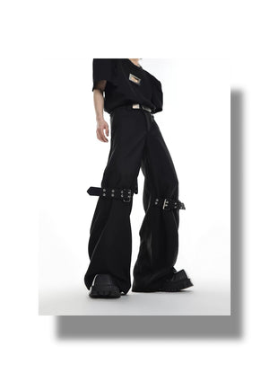 desc::flared-strapped-twill-trousers-punk-streetwear-pants-detail-img-8