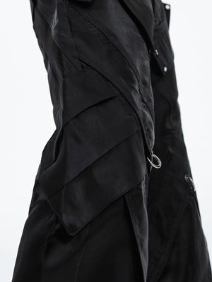 Back view of the loose fit flared leather trousers for streetwear styling.