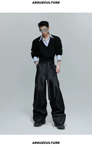 desc::glossy-pleated-straight-pants-with-waist-strap-detail-detail-img-10