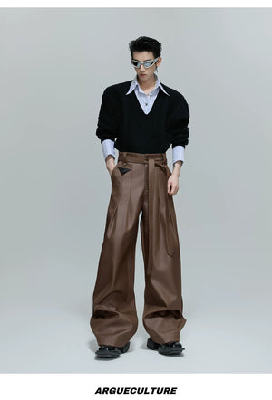 desc::glossy-pleated-straight-pants-with-waist-strap-detail-detail-img-14