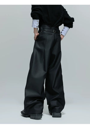 desc::glossy-pleated-straight-pants-with-waist-strap-detail-detail-img-6