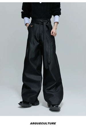 desc::glossy-pleated-straight-pants-with-waist-strap-detail-detail-img-8