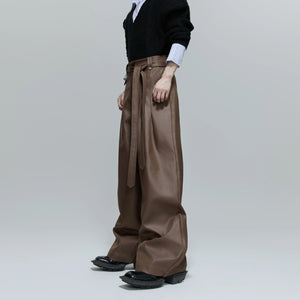 glossy-pleated-straight-pants-with-waist-strap-detail-gray-pants