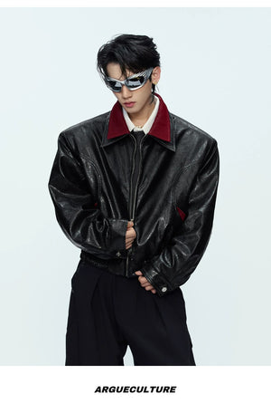 desc::glossy-snakeskin-patchwork-moto-jacket-streetwear-detail-img-7