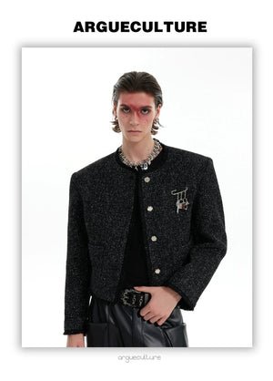 desc::glossy-textured-tweed-cropped-jacket-for-men-detail-img-2