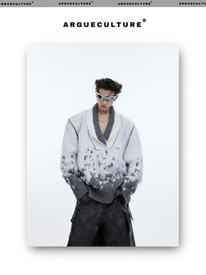 desc::gradient-faux-mink-v-neck-loose-streetwear-sweater-detail-img-1