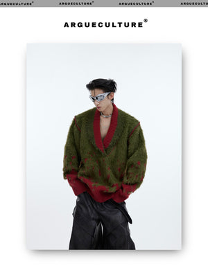 desc::gradient-faux-mink-v-neck-loose-streetwear-sweater-detail-img-15