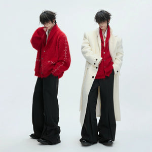 Close-up shot showing the premium wool blend fabric texture