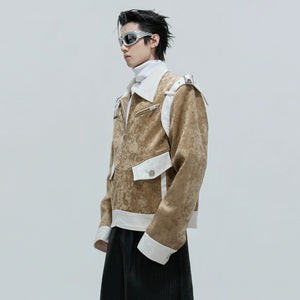 Back view of the loose fit cropped padded jacket showing the boxy silhouette.