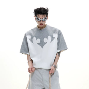 Men's heavyweight cotton t-shirt with 3D burn-out geometric design