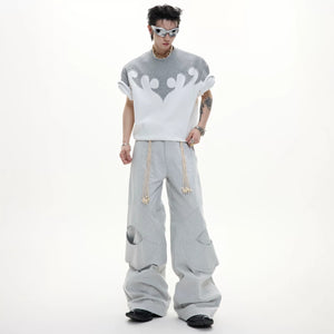 Red heavyweight cotton tee featuring premium burn-out texture