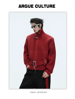 desc::heavyweight-cropped-zip-up-cardigan-retro-stand-collar-knit-detail-img-4