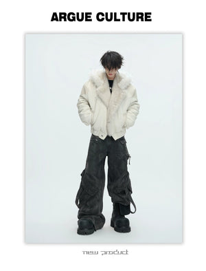 desc::heavyweight-distressed-cargo-jeans-loose-vintage-denim-detail-img-2