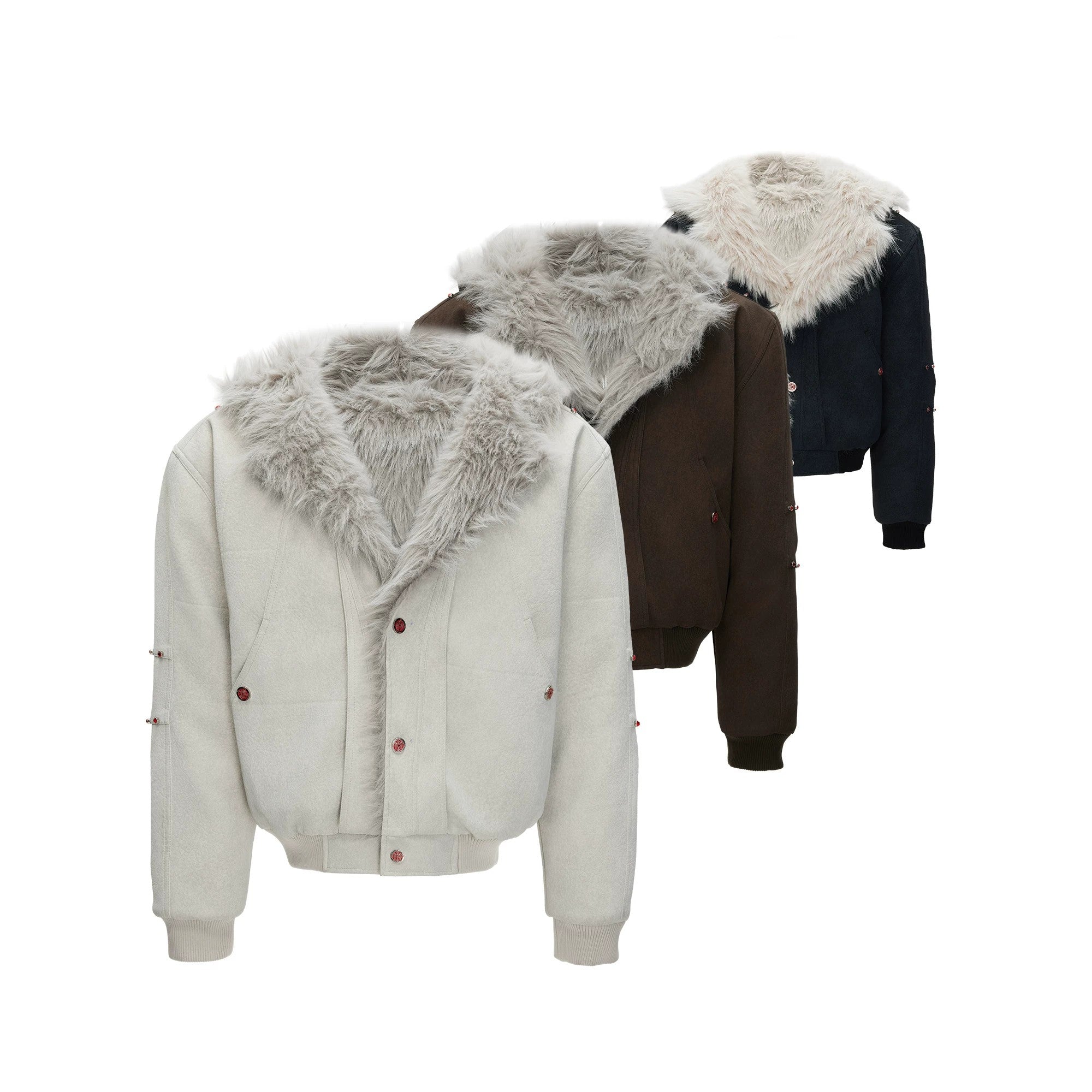 Men's oversized faux fur hooded jacket in street style brown