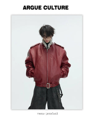desc::heavyweight-faux-fur-hooded-leather-jacket-goth-streetwear-detail-img-18
