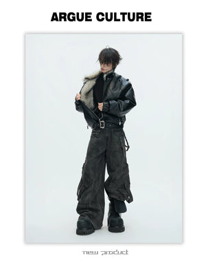 desc::heavyweight-faux-fur-hooded-leather-jacket-goth-streetwear-detail-img-27