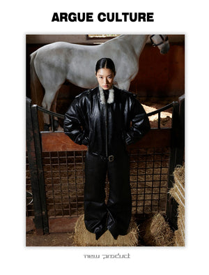 desc::heavyweight-faux-fur-hooded-leather-jacket-goth-streetwear-detail-img-6