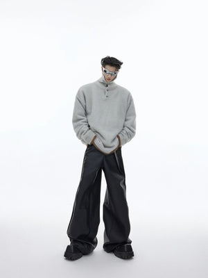 Close-up of heavyweight cotton wool blend fuzzy knit texture
