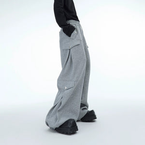Back view of the oversized hooded sweatshirt set showing loose silhouette