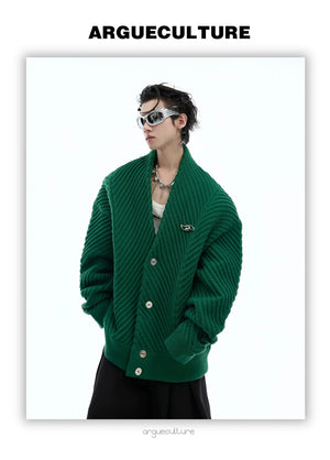 desc::heavyweight-ribbed-v-neck-cardigan-loose-knit-sweater-detail-img-8