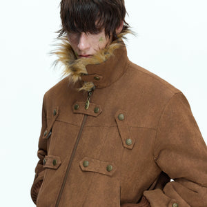 Detail shot of the detachable metal buckle straps on the sleeve.