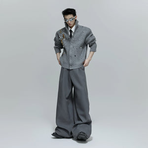 Styled look featuring the sequin wool knitwear for a unisex aesthetic