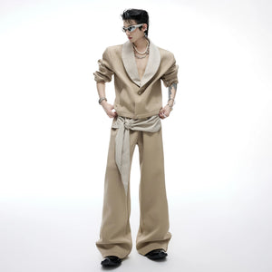 Front view of the black and white houndstooth jacket and pants set