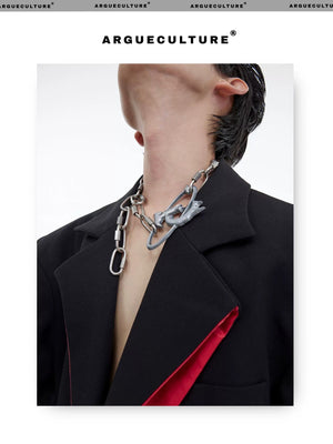 desc::industrial-lock-pendant-distressed-punk-chain-necklace-detail-img-8