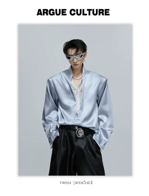 desc::lace-patchwork-cropped-satin-v-neck-blouse-for-streetwear-detail-img-13