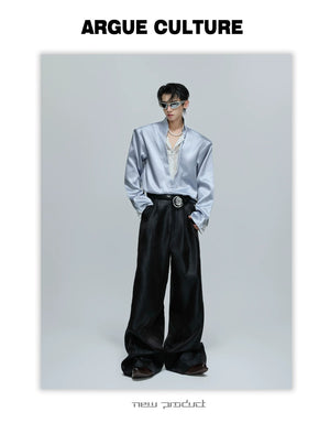 desc::lace-patchwork-cropped-satin-v-neck-blouse-for-streetwear-detail-img-2