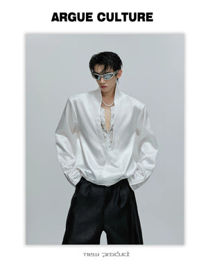 desc::lace-patchwork-cropped-satin-v-neck-blouse-for-streetwear-detail-img-7