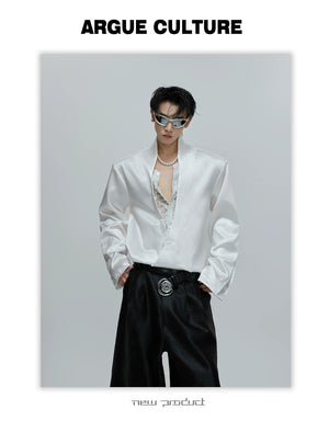 desc::lace-patchwork-cropped-satin-v-neck-blouse-for-streetwear-detail-img-9