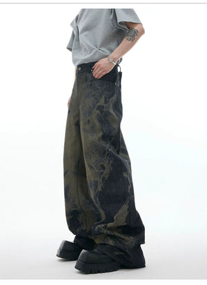 desc::laser-engraved-baggy-jeans-vintage-wash-loose-denim-detail-img-3