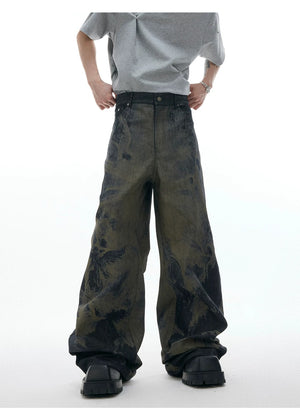 desc::laser-engraved-baggy-jeans-vintage-wash-loose-denim-detail-img-5
