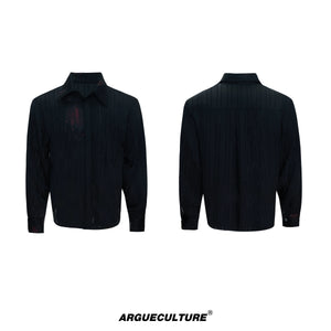 lipstick-print-striped-button-down-streetwear-shirt-black