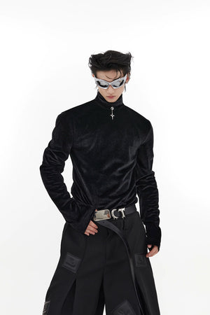 liquid-metallic-slim-mock-neck-punk-long-sleeve-tee-black