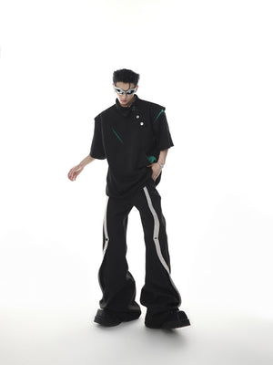 Back view showcasing the radical reconstruction and asymmetrical panels of this modern polo