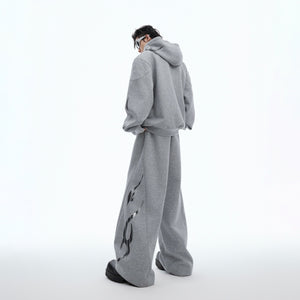 Back view of heavy cotton hoodie featuring bold flame print and relaxed oversized fit for urban style