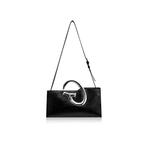Trendy asymmetrical crossbody bag with stylish metal chain handle, perfect for edgy fashion looks