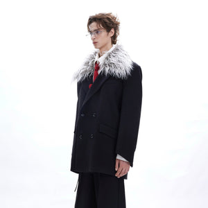 Mens oversized blazer featuring premium eco-friendly polyester-acrylic blend fabric with structured drape