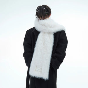 Luxurious faux mink fur scarf for men in solid color, perfect winter accessory for urban street style