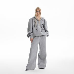 Front view of flame print oversized hoodie showing urban streetwear design with baggy fit and heavyweight cotton fabric