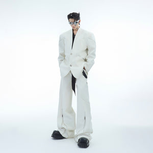 Urban style high-waisted pants with contemporary loose fit and workwear details