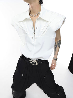 Close-up of industrial metal zipper accents on edgy streetwear vest showcasing unique deconstructed fashion